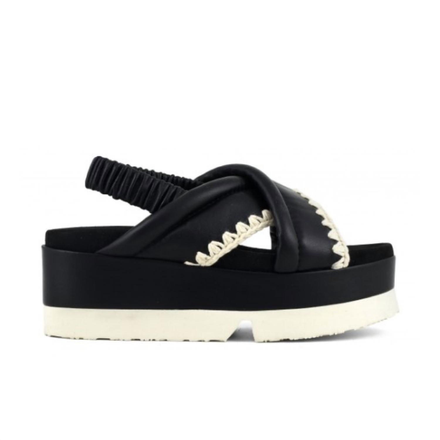 New Mou Women's Japanese Criss-Cross Platform Sandals In Black